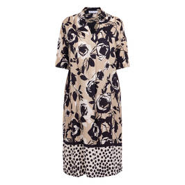 Gaia Abstract Floral Print Dress Beige  - Plus Size Collection