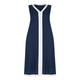 GAIA V-NECK LINEN DRESS NAVY AND WHITE