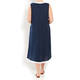 GAIA V-NECK LINEN DRESS NAVY AND WHITE