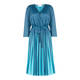 GAIA LUREX PLEATED WRAP DRESS TEAL