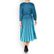 GAIA LUREX PLEATED WRAP DRESS TEAL