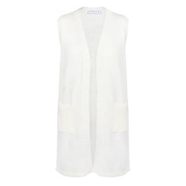 Gaia Life Knitted Long Gilet White  - Plus Size Collection