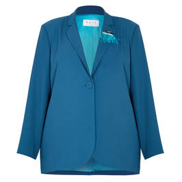 GAIA SINGLE BREASTED BLAZER TEAL - Plus Size Collection