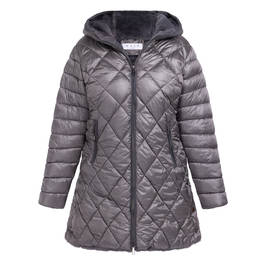Gaia Life Quilted Puffa Coat Grey  - Plus Size Collection