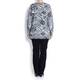 Gaia grey print knit SWEATER with fringe hem