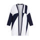 GAIA ABSTRACT INTARSIA CARDIGAN WHITE AND NAVY 