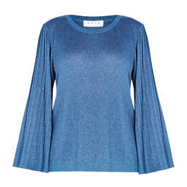 GAIA LUREX SWEATER PLEATED SLEEVE TEAL  - Plus Size Collection