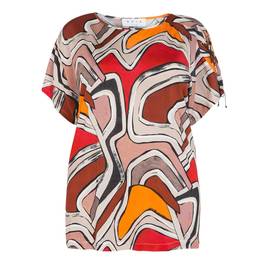 GAIA PRINT TOP WITH LACE UP DETAIL  - Plus Size Collection