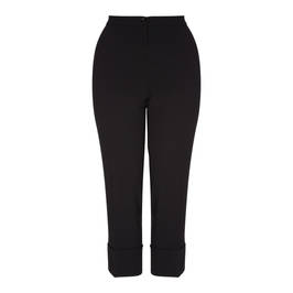 GAIA BLACK FRONT FASTEN ANKLE GRAZER WITH TURN-UP - Plus Size Collection