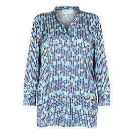 GAIA GEOMETRIC PRINT TUNIC TEAL  - Plus Size Collection