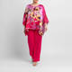 Gaia Lined Georgette Pull on Trousers Fuchsia 