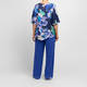 Gaia Abstract Floral Satin Tunic Cobalt 