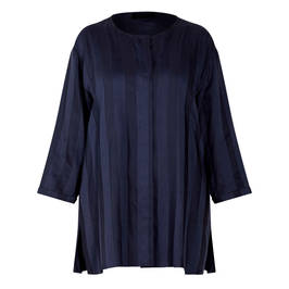 QNEEL STRIPE LONG JACKET NAVY - Plus Size Collection