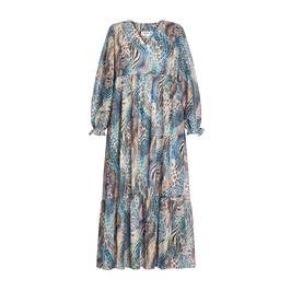 GEORGEDÉ EMPIRE-LINE PRINT DRESS BLUE  - Plus Size Collection
