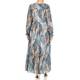 GEORGEDÉ EMPIRE-LINE PRINT DRESS BLUE 