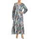 GEORGEDÉ EMPIRE-LINE PRINT DRESS BLUE 