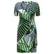 GEORGEDÉ abstract navy & emerald print wrap DRESS