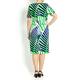GEORGEDÉ abstract navy & emerald print wrap DRESS
