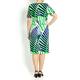 GEORGEDÉ abstract navy & emerald print wrap DRESS