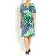 GEORGEDÉ abstract navy & emerald print wrap DRESS
