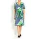 GEORGEDÉ abstract navy & emerald print wrap DRESS