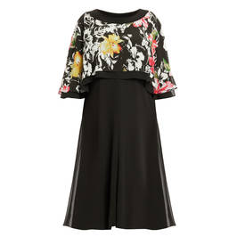 Georgedé Georgette Cape Dress Floral Black - Plus Size Collection