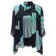 Georgedé black, aquamarine and turquoise shell print chiffon jacket & vest