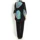 Georgedé black, aquamarine and turquoise shell print chiffon jacket & vest