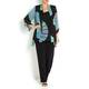 Georgedé black, aquamarine and turquoise shell print chiffon jacket & vest