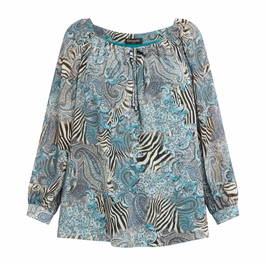 Georgedé Paisley and Zebra Tunic Blue  - Plus Size Collection