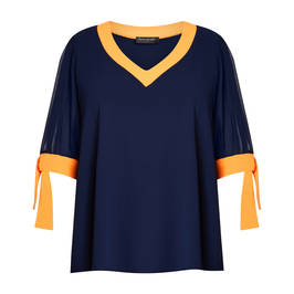 Georgedé Navy Tunic With Orange Tipping - Plus Size Collection