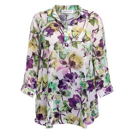 Georgedé Floral Georgette Tunic Shirt - Plus Size Collection
