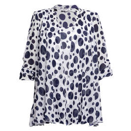 Georgedé Spot Print Georgette Twinset Navy and White  - Plus Size Collection