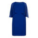 BEIGE GEORGETTE DRESS WITH CAPE COBALT 
