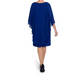 BEIGE GEORGETTE DRESS WITH CAPE COBALT 