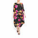 MASHIAH SATIN PLISSE FLORAL PRINT DRESS