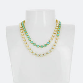 TWO STRAND SWAROVSKI CRYSTAL NECKLACE SAGE AND WHITE - Plus Size Collection