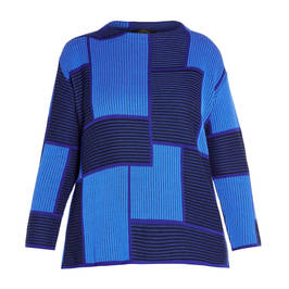 KARIN GLASMACHER PATCHWORK SWEATER NAVY - Plus Size Collection