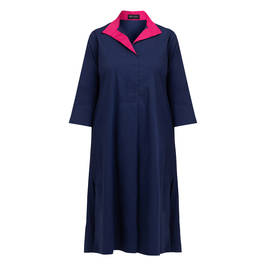 Karvinen Poplin Dress Navy and Fuchsia - Plus Size Collection