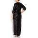 BEIGE LABEL BLACK SEQUINED GOWN WITH THREE QUARTER SLEEVES