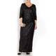 BEIGE LABEL BLACK SEQUINED GOWN WITH THREE QUARTER SLEEVES