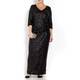BEIGE LABEL BLACK SEQUINED GOWN WITH THREE QUARTER SLEEVES