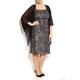 KIRSTEN KROG METALLIC LACE DRESS WITH CHIFFON SHRUG