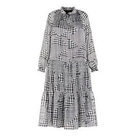 KIRSTEN KROG PATCHWORK HOUNDSTOOTH DRESS BLACK AND WHITE - Plus Size Collection
