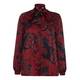 KRIZIA RED PRINT SILK SATIN BOW NECK BLOUSE