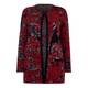 KRIZIA RED ABSTRACT INTARSIA LONG CARDIGAN