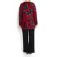 KRIZIA RED ABSTRACT INTARSIA LONG CARDIGAN