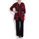 KRIZIA RED ABSTRACT INTARSIA LONG CARDIGAN