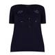 PER TE BY KRIZIA  COTTON NAVY EMBELLISHED T-SHIRT
