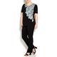 KRIZIA black floral print jewel neck T SHIRT